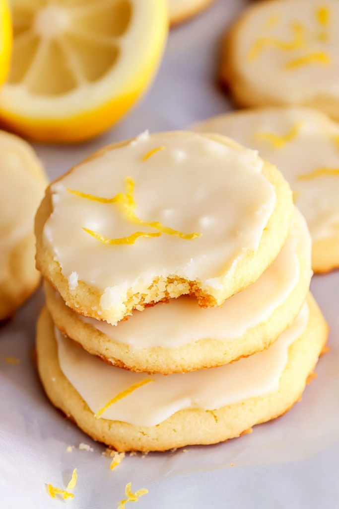Close-up of freshly baked cookies with a slightly crumbly texture.