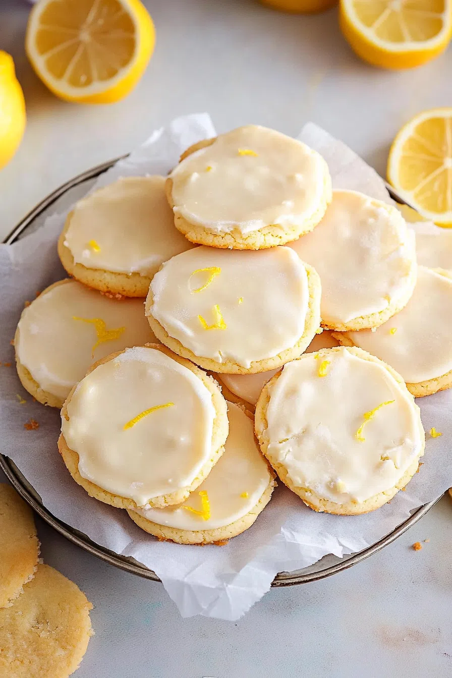 Golden, buttery cookies with a delicate crumb, arranged on a plate.