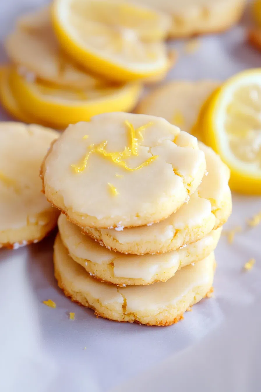 Crisp shortbread cookies with a light dusting of sugar.