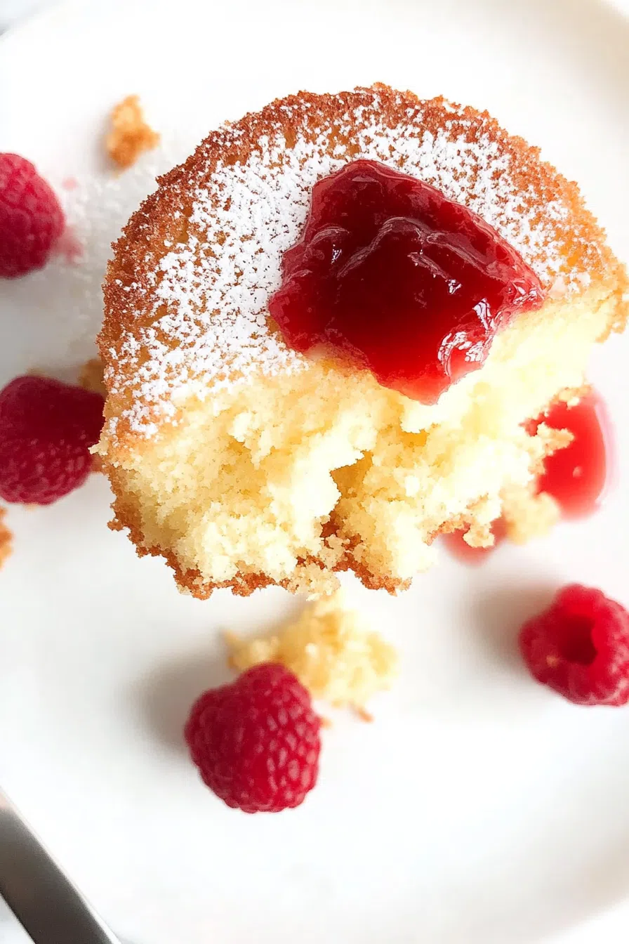A golden, moist cake topped with a dusting of powdered sugar.