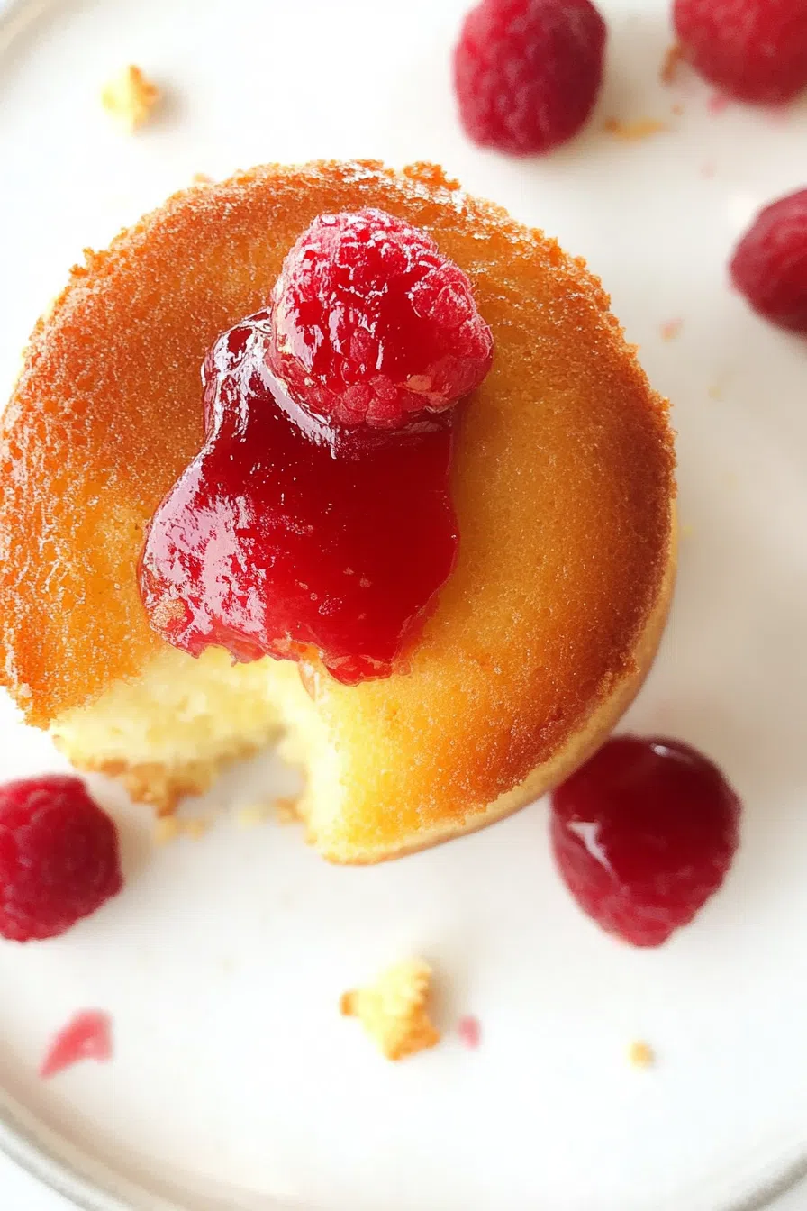 A slice of cake with a drizzle of sweet syrup.