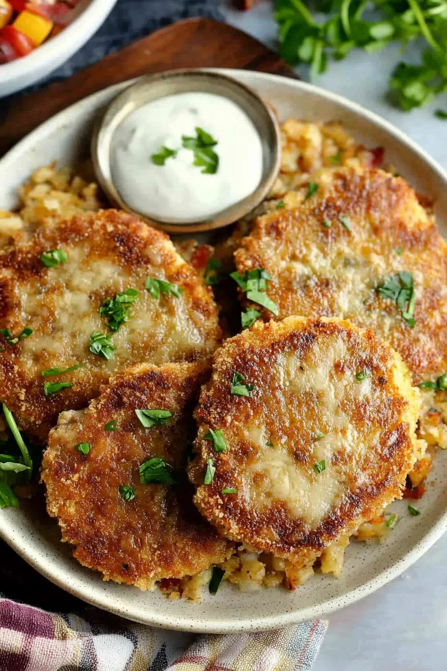 Crispy fried steak arranged on a platter, garnished with chopped parsley.