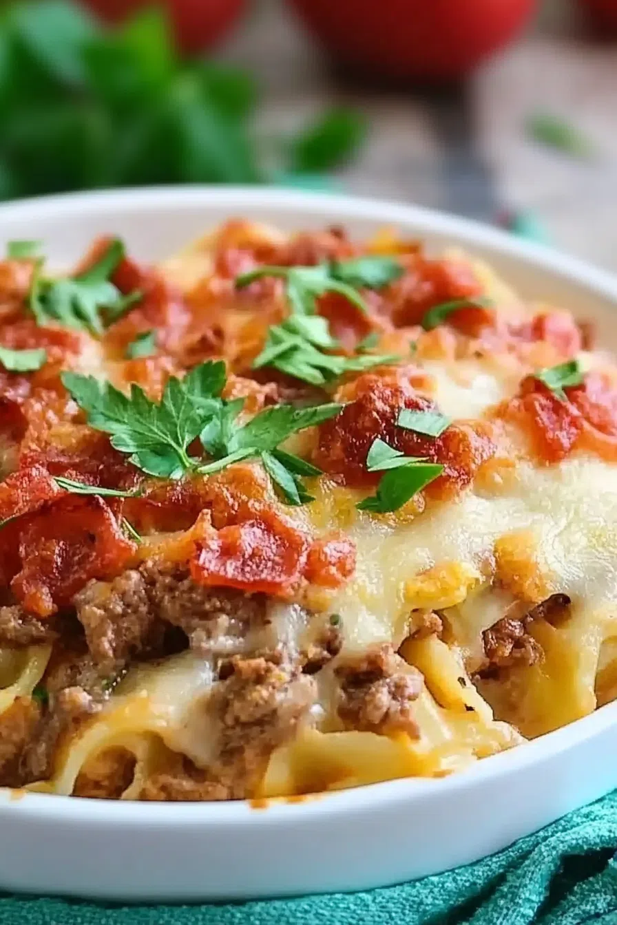 A close-up of the crispy, bubbly cheese topping.