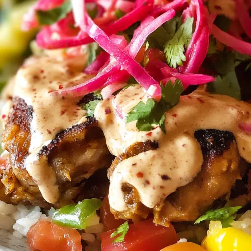 Close-up of the pollo con tajadas, showcasing the crunchy texture of the chicken and caramelized plantains.
