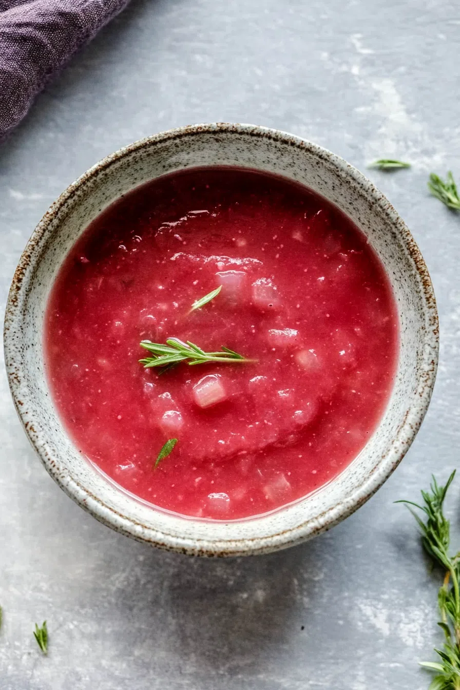A swirl of homemade sauce on a bowl, showcasing its rich texture.