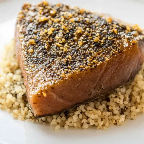 Close-up of tender, smoky tuna fillets