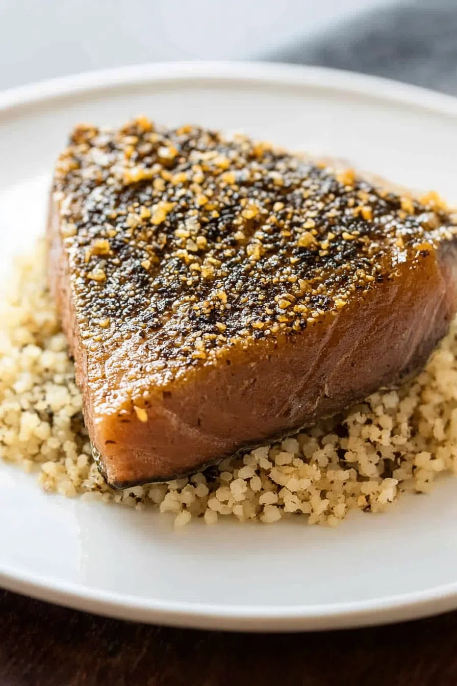 Close-up of tender, smoky tuna fillets