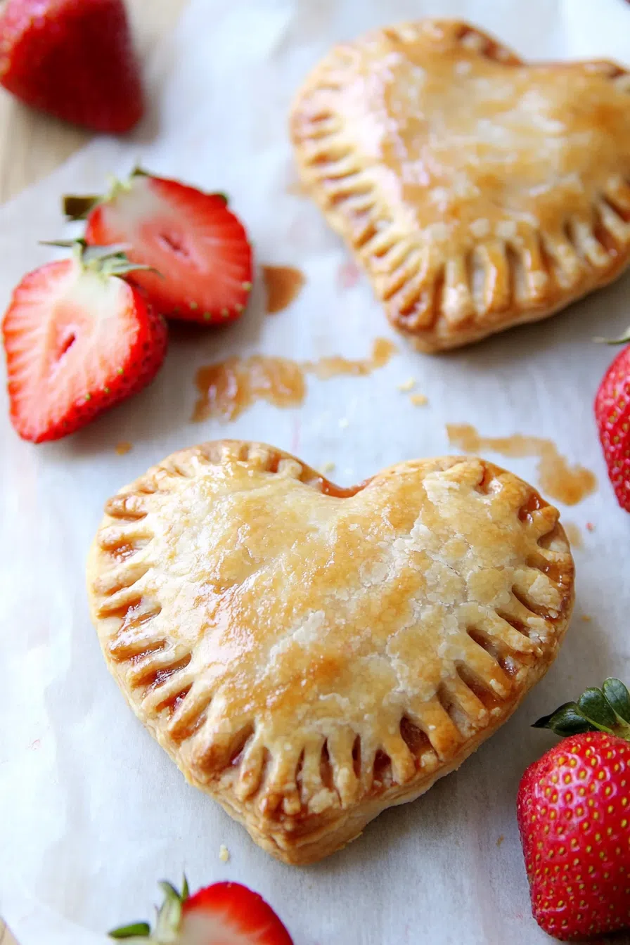 These adorable Strawberry Heart Hand Pies are as cute as they are delicious! Flaky crust, sweet jam, and vanilla glaze make them the perfect Valentine’s treat (or any time you want to spread some love!).