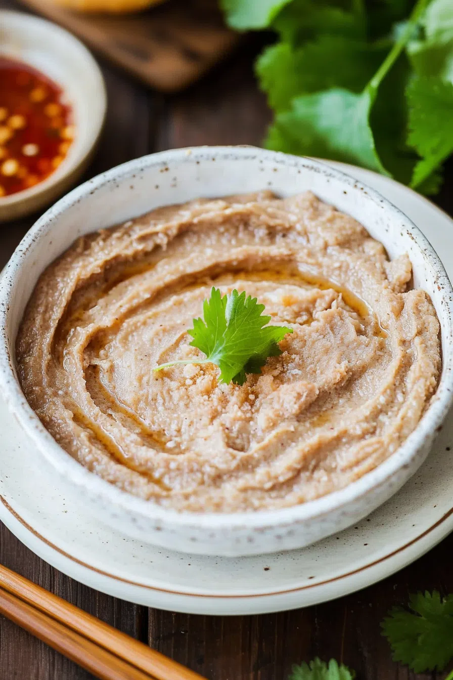 A plate of pate garnished with pickled vegetables.