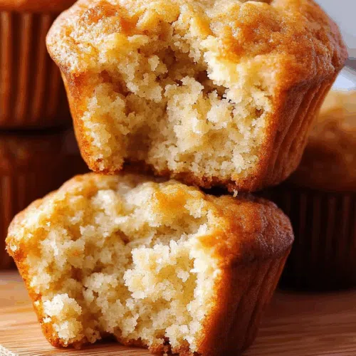 A freshly baked muffin split in half to reveal a soft, moist interior.