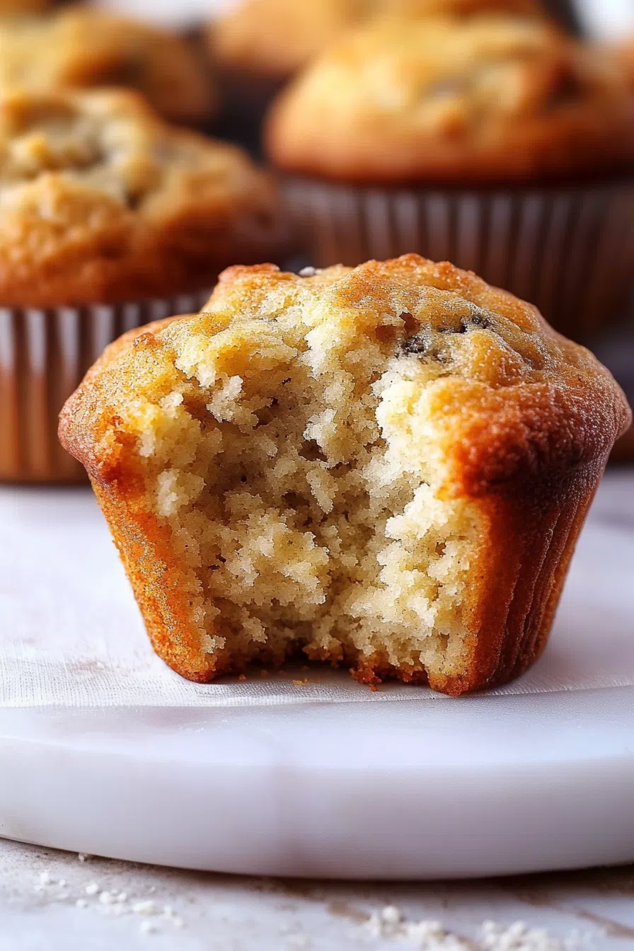 Muffins arranged on a white plate with a butter knife off to the side.