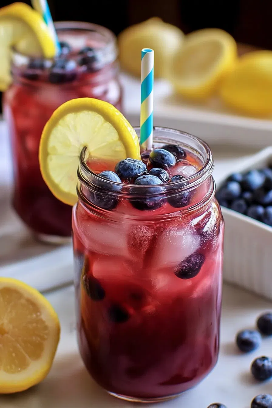 Refreshing iced beverage served with fresh mint and fruit garnish.