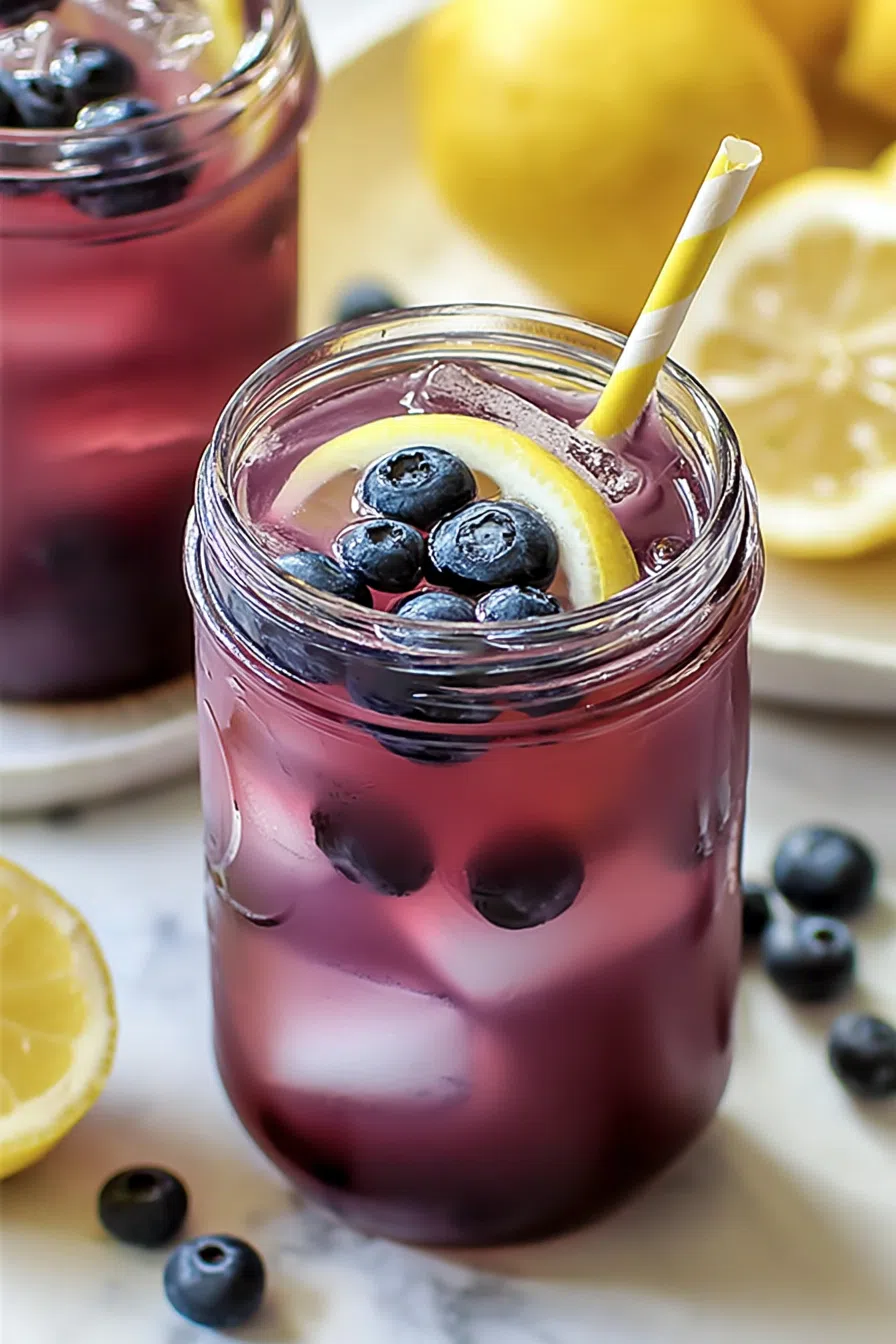Overhead shot of a refreshing summer drink with citrus accents.