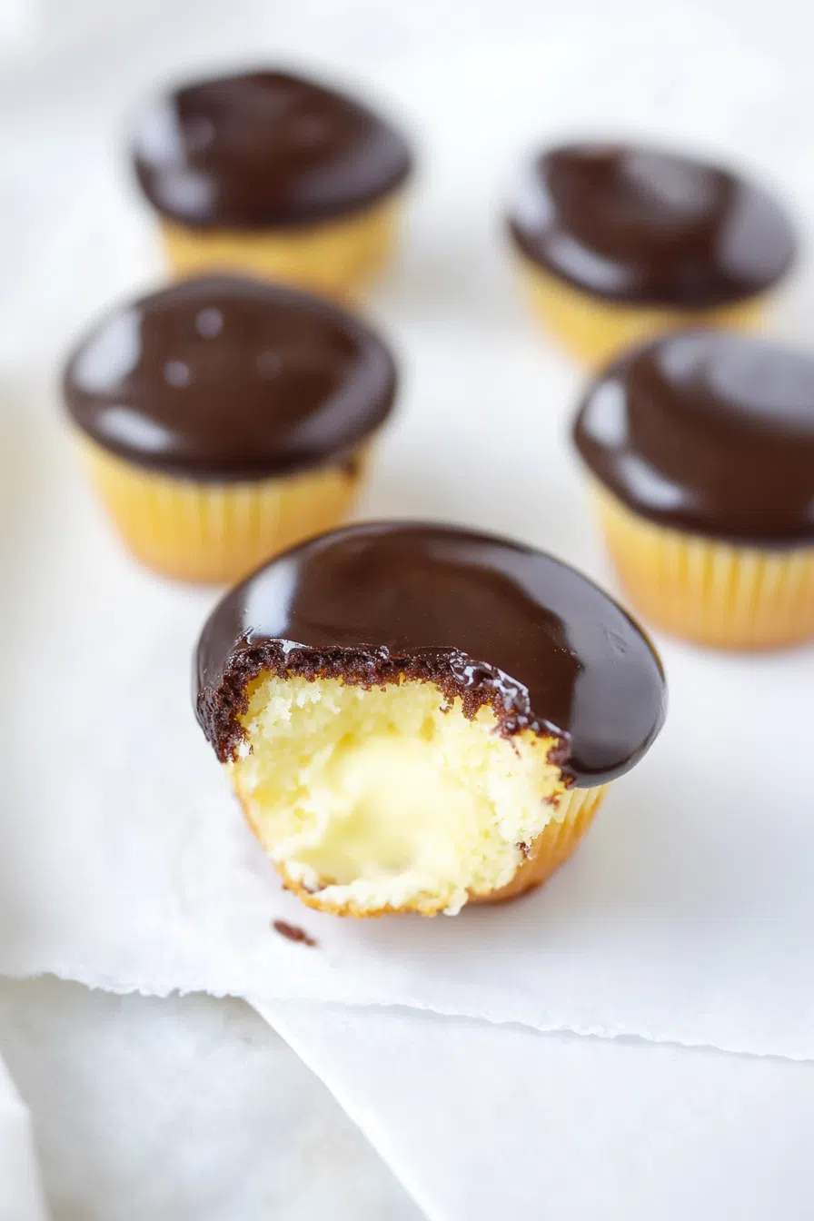Overhead view of glazed pastries arranged on a parchment paper.