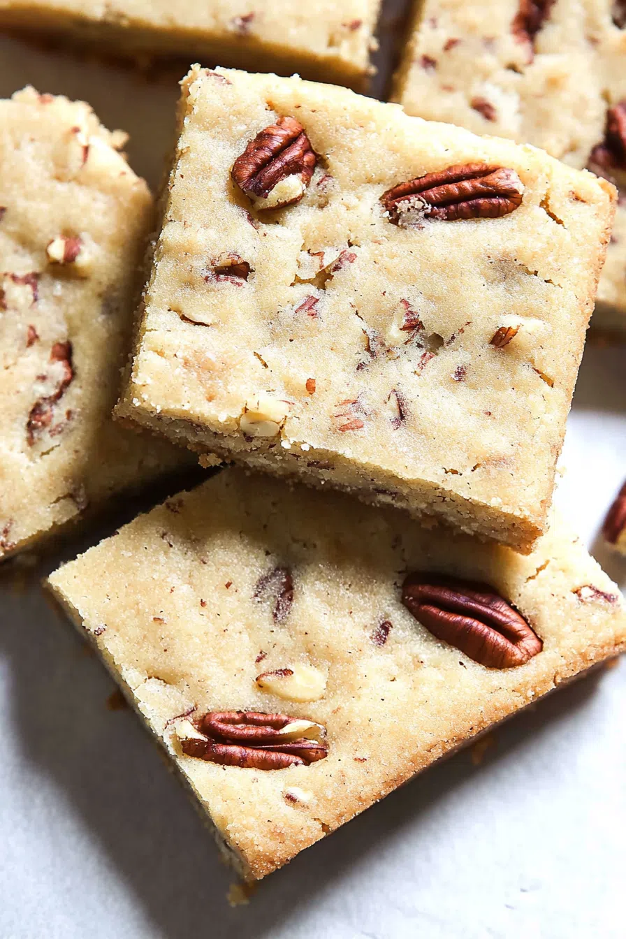 A close-up of rustic, golden cookies with a crumbly texture and visible chopped nuts.