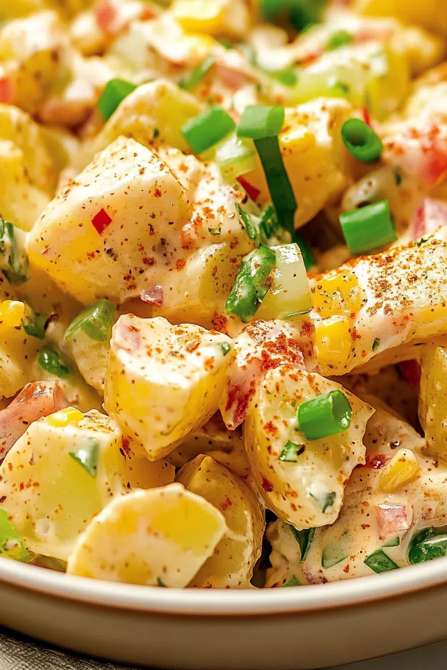 Close-up of a vibrant dish featuring chopped veggies and fresh herbs.
