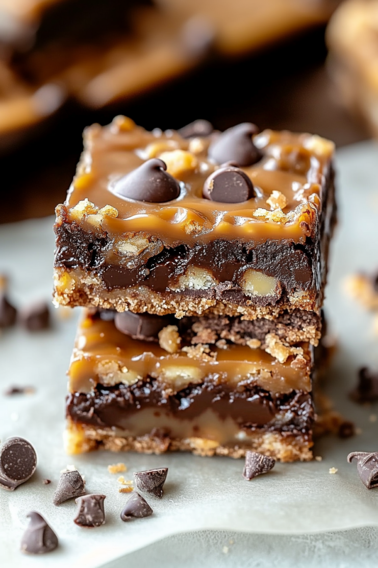 Caramel Chocolate Crunch Bars