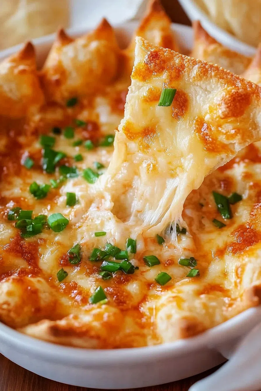 Close-up of a rich, savory spread being scooped with a crunchy cracker.