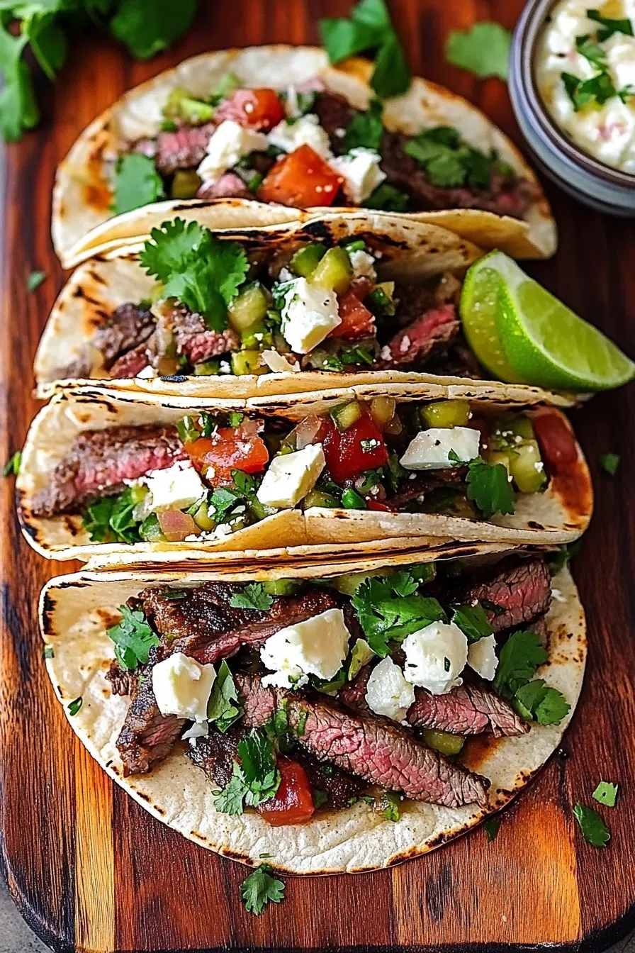 A handheld taco bursting with vibrant ingredients and drizzled with creamy sauce.