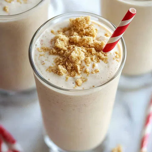 Overhead view of a festive drink served with a striped straw and cinnamon stick garnish.