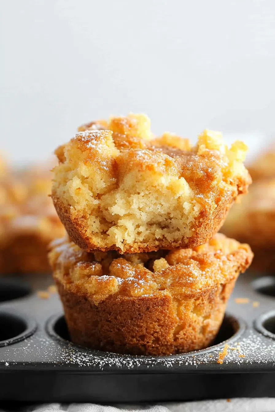 Stack of warm, spiced breakfast bites on a tin can.