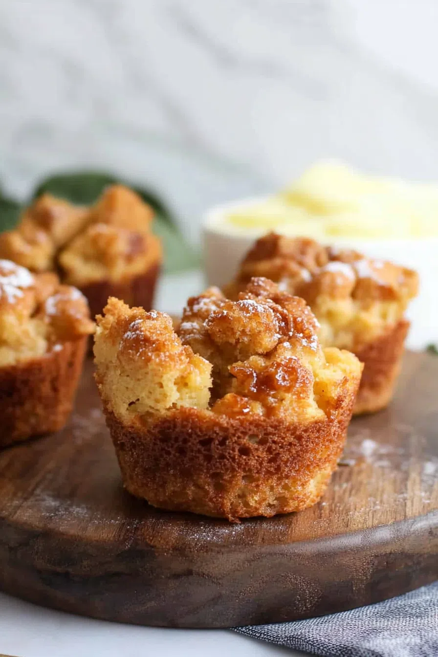 Side view of a rustic brunch table featuring fresh-baked muffins.
