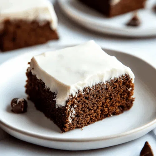 Moist spiced cake topped with a generous layer of creamy frosting.