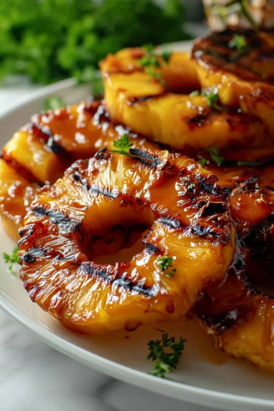 Overhead shot of a tropical dessert with golden-brown edges.