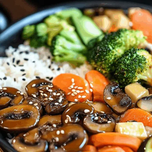 Close-up of colorful stir-fried vegetables served on a dark ceramic plate.