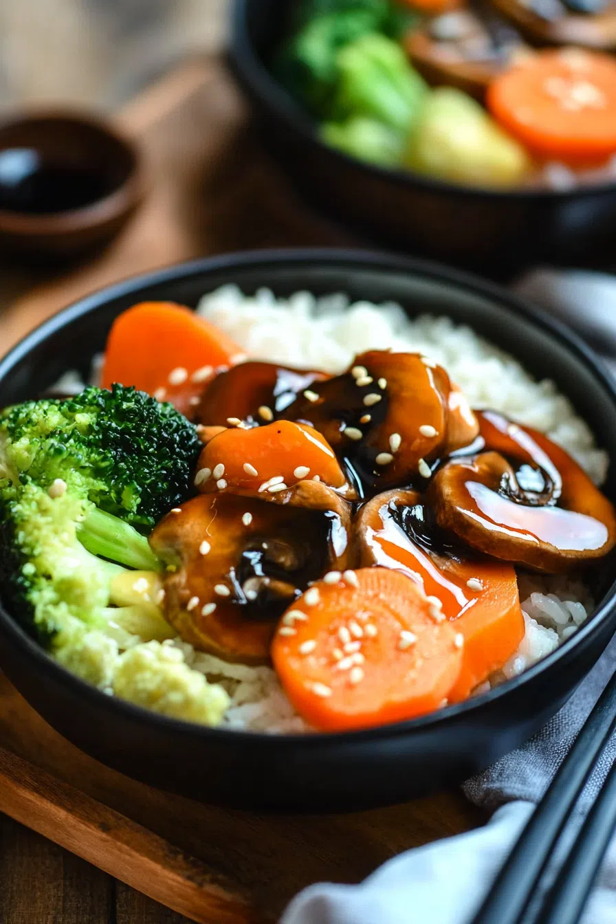 Overhead shot of a dinner plate with freshly cooked vegetables and dipping sauce on the side.