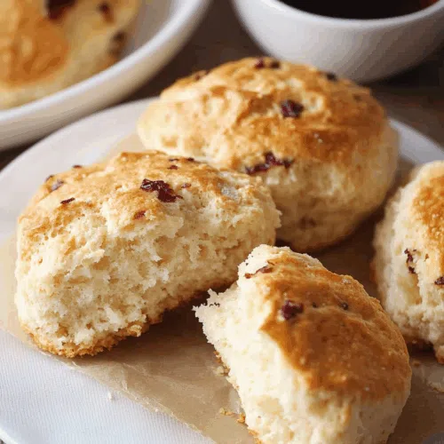 A cozy breakfast setup with a few buttery pastries served alongside a hot drink.