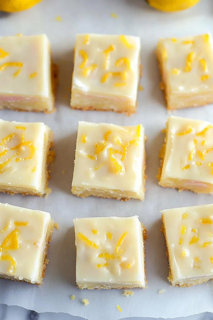 Frosted cookie bars displayed on parchment paper, ready to serve.