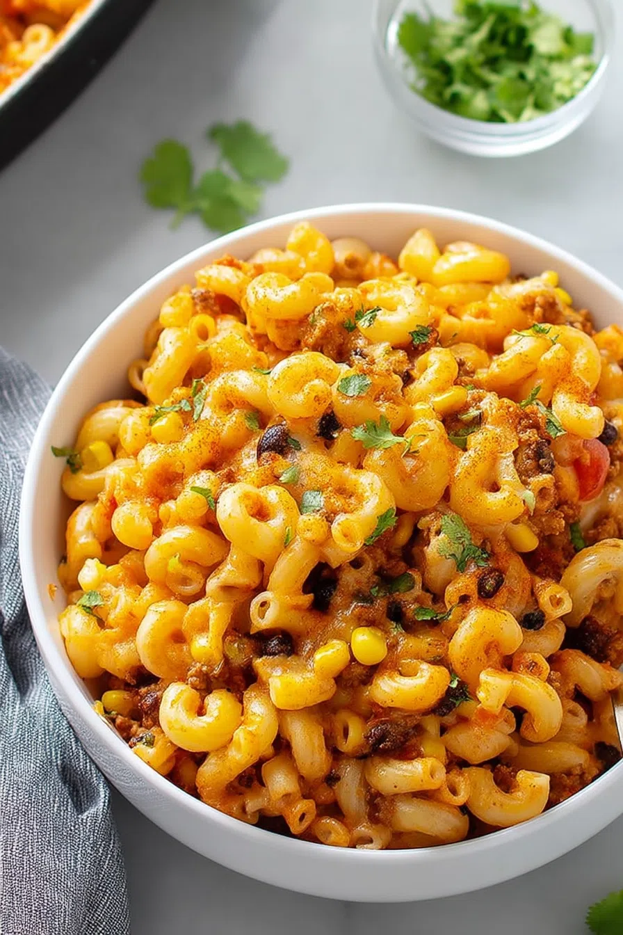 Overhead shot of a golden-brown casserole with bubbling cheese.
