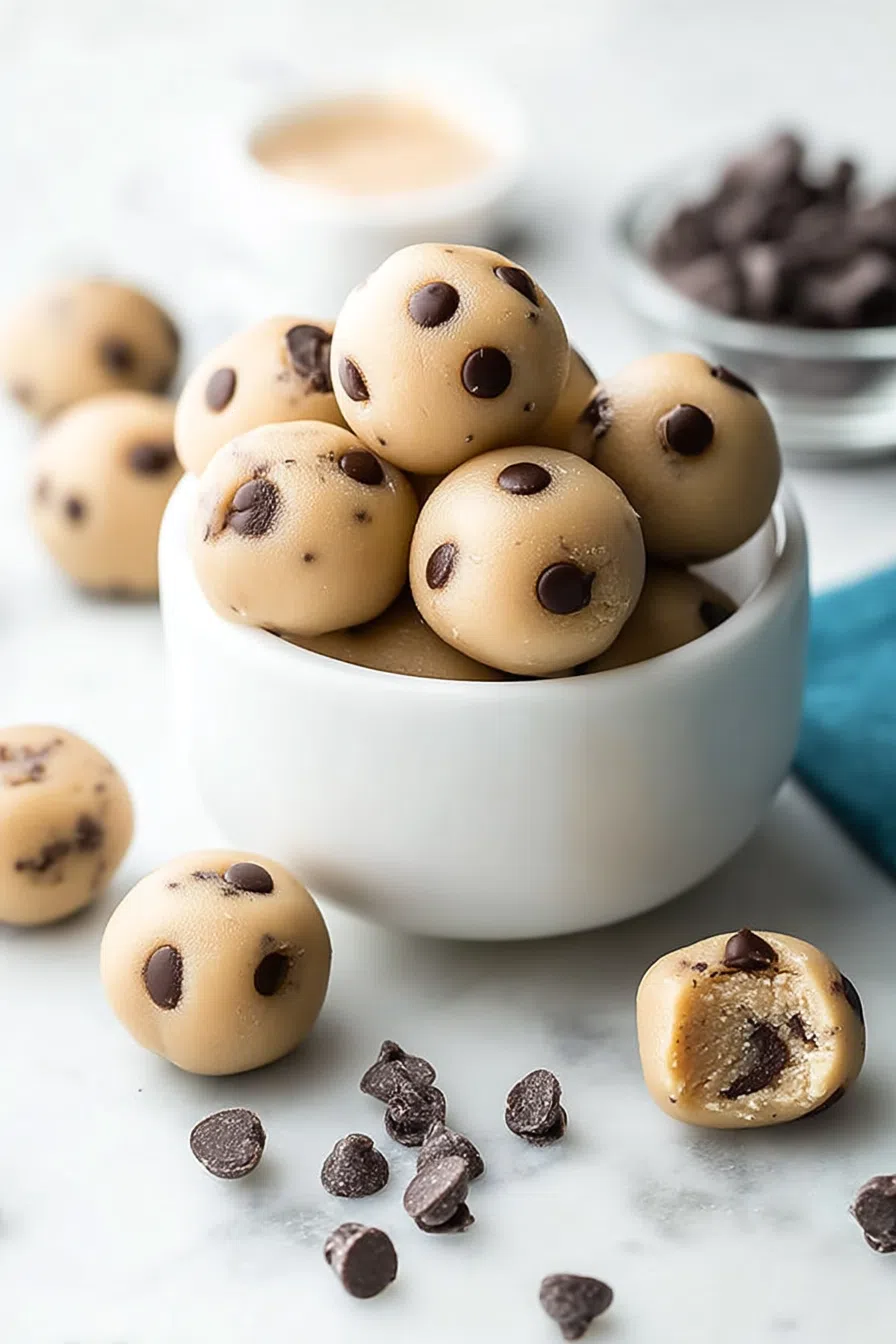 A close-up of bite-sized treats piled high on a serving plate.