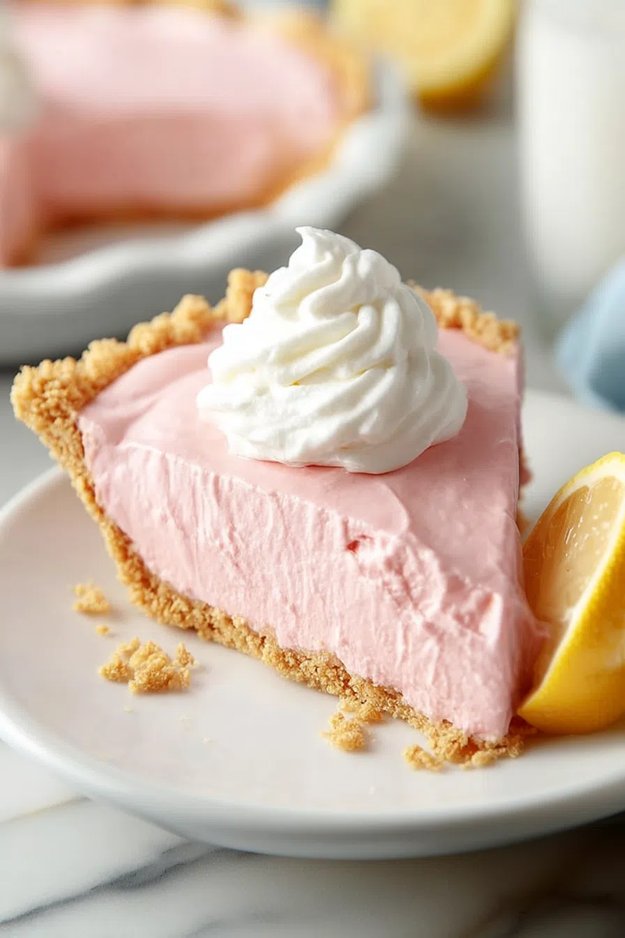 Close-up of a dessert slice with a crumbly crust and vibrant filling.