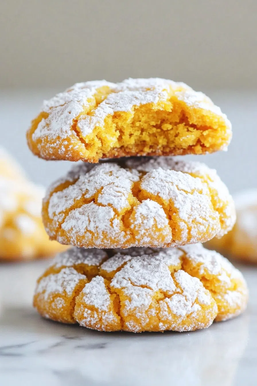 A stack of sugar-coated cookies with a cozy fall backdrop.