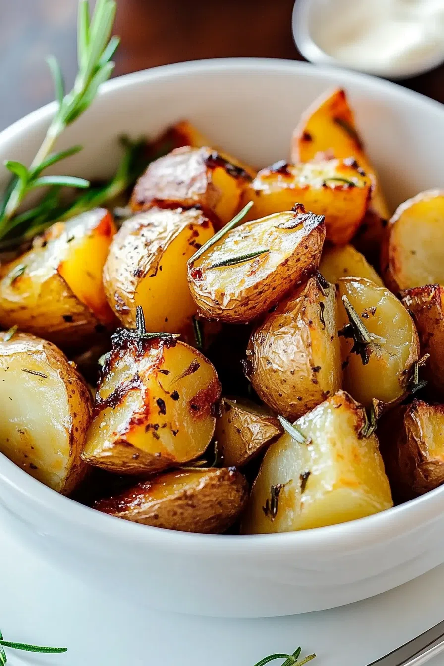 Crispy potatoes served in a rustic bowl, sprinkled with sea salt.