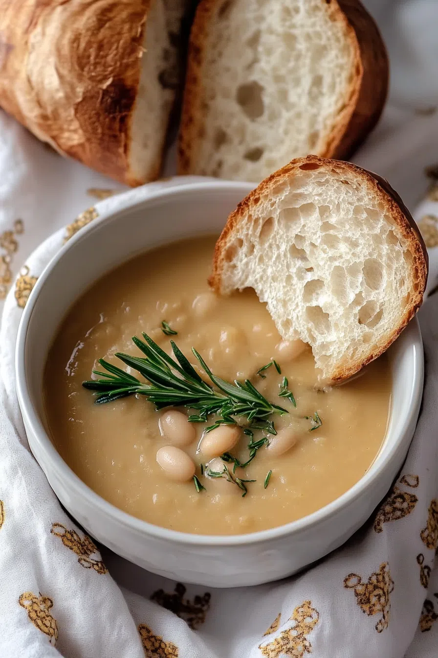 Warm, earthy dish served in a ceramic bowl with a sprig of rosemary.