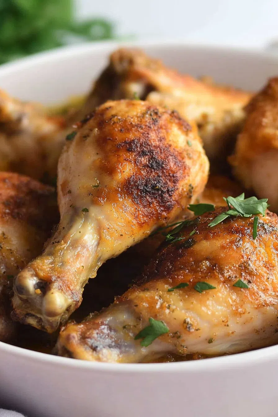 Close-up of a crunchy, seasoned coating on oven-baked meat.