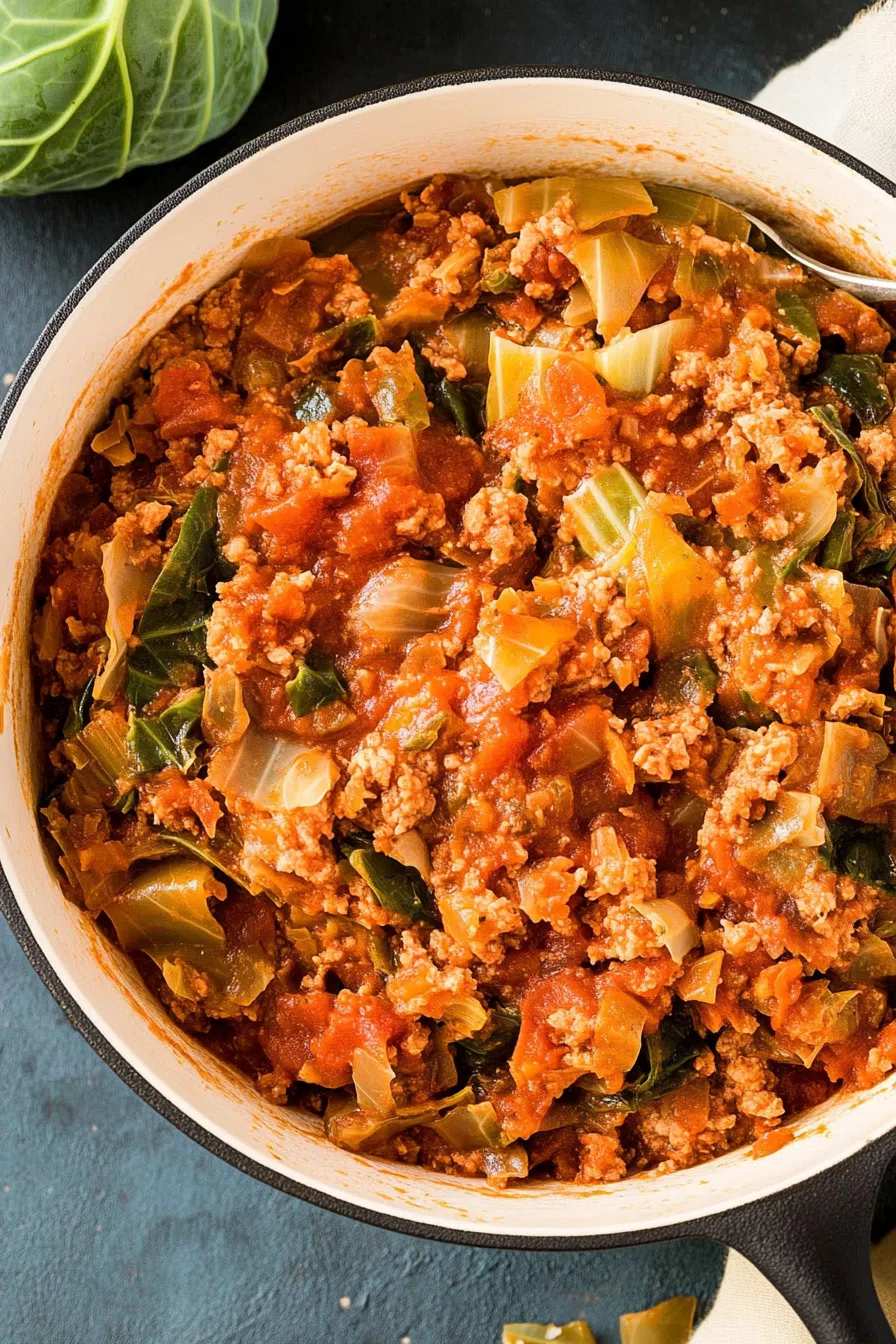 A colorful plate of homestyle food with visible chunks of vegetables.