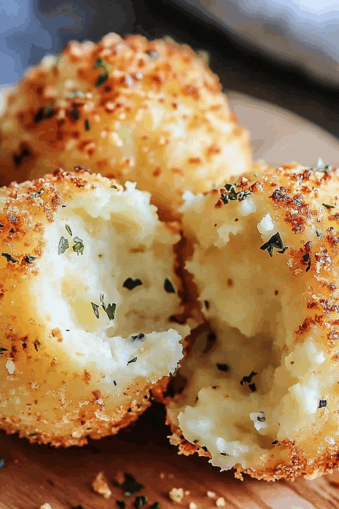Close-up of melted cheese oozing from a perfectly fried appetizer.
