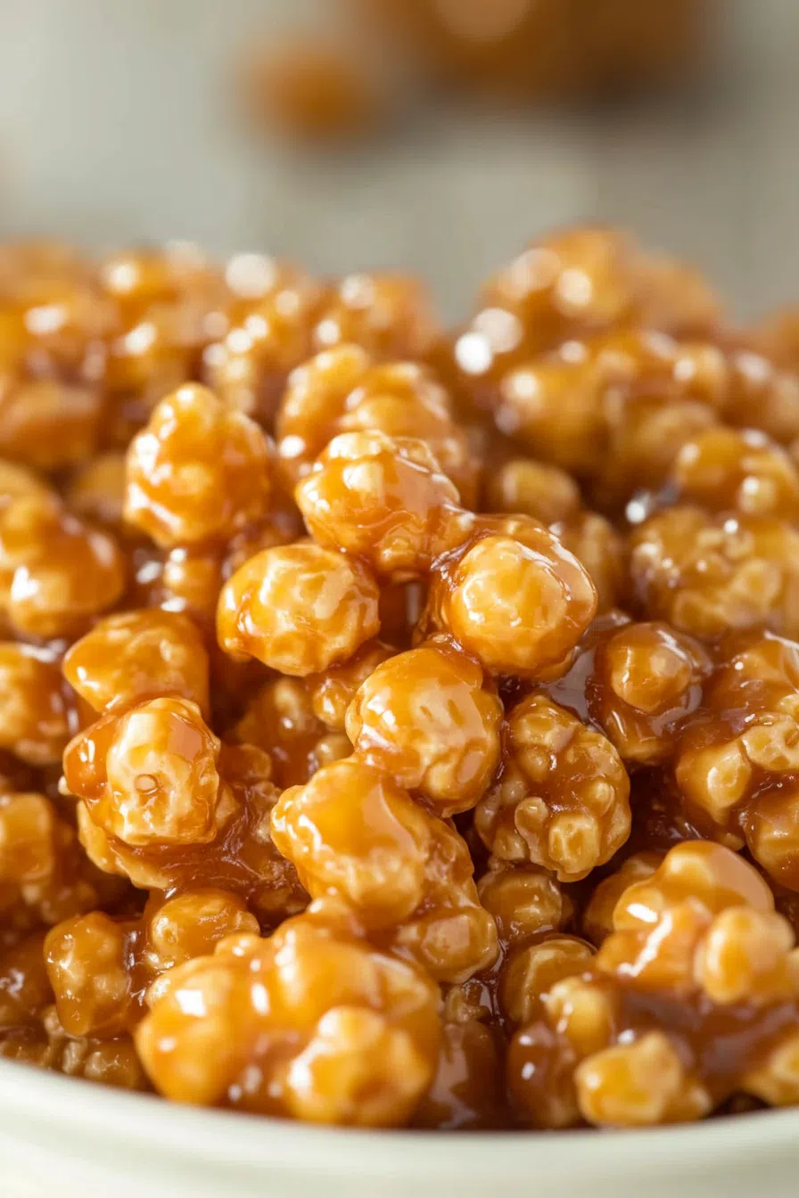 Overhead shot of a rustic bowl filled with homemade popcorn snack.