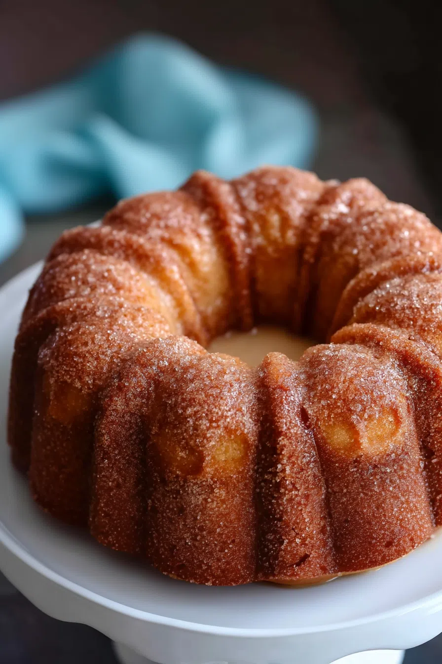 Whole cake with a textured surface and warm autumn lighting.