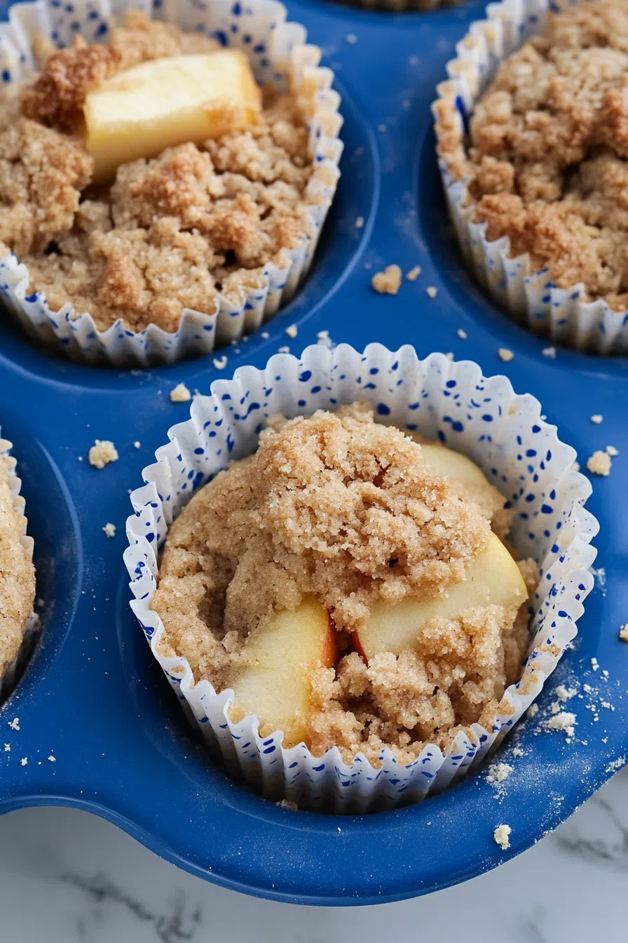 Overhead view of a dessert display featuring homemade baked goods with a crumbly finish.