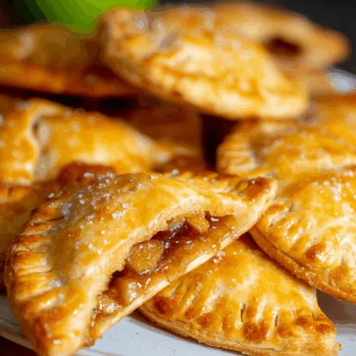 Close-up of a handheld dessert with a visible fruit filling peeking through.