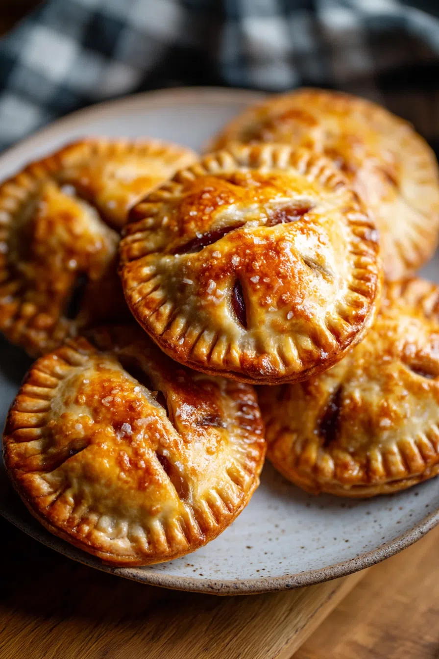 Pastries stacked on a rustic plate beside a linen napkin.