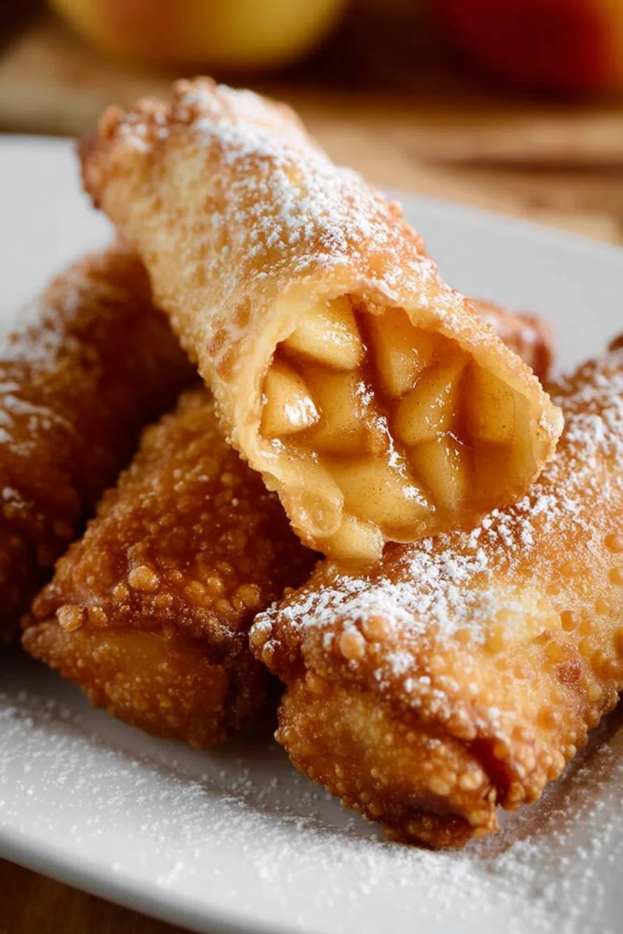 Close-up of crispy pastry shells with warm, gooey filling peeking through.