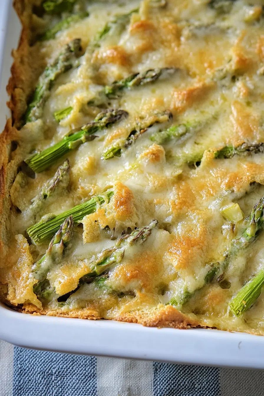 Golden-baked dish with a crisp topping served in a white ceramic pan.