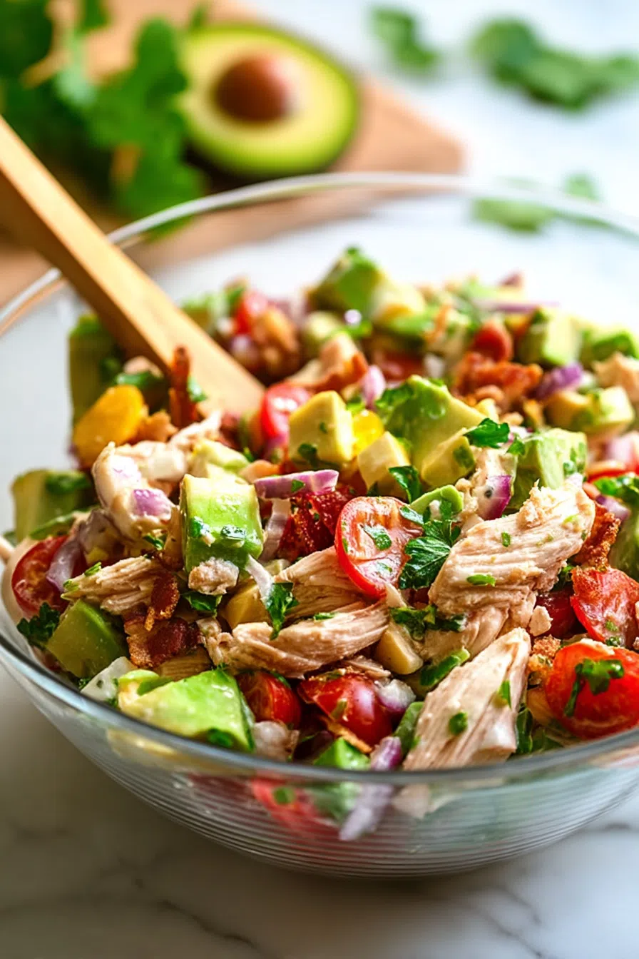 Fork scooping a portion of a green and white chunky mixture.