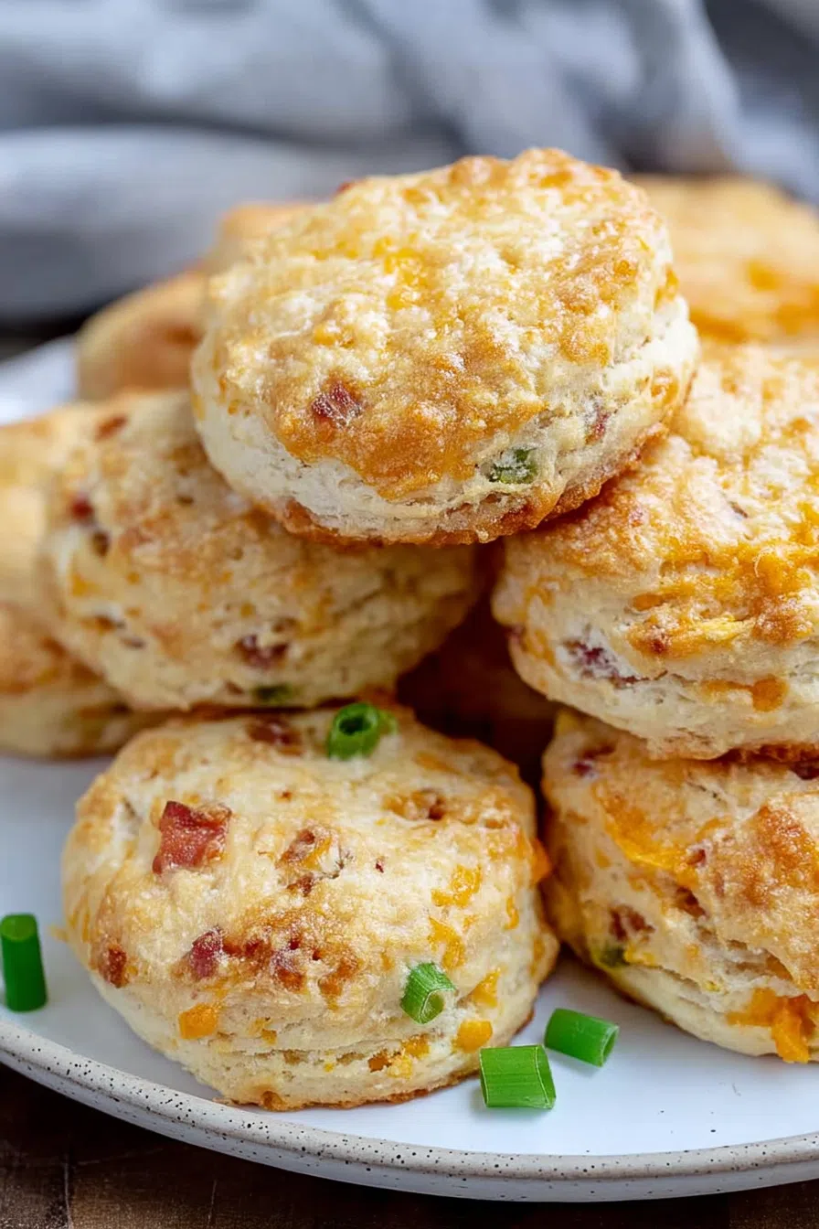Close-up of freshly baked biscuits showing crisp edges and soft centers.